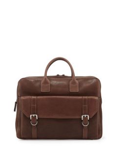 Mens Double Zip Leather Briefcase, Brown   Brunello Cucinelli   Brown