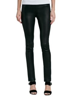 Womens Stretch Leather Ankle Leggings   Cusp by Neiman Marcus   Black (MEDIUM)