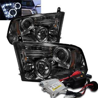 High Performance Xenon HID Dodge Ram 1500 / Dodge Ram 2500/3500/4000/4500/5500 ST SLT ( Not Fit Big Horn/Laramie/outdoorsman/Longhorn or Non Quad Headlights ) Halo LED ( Replaceable LEDs ) Projector Headlights with Premium Ballast   Smoke with 8000K Crysta