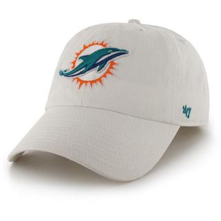 47 BRAND Mens Miami Dolphins White Clean Up Adjustable Cap   Size: Adjustable,