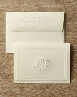 25 Monogrammed Embossed Folded Notes with Personalized Envelopes