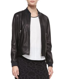 Womens Leather Skid Pan Jacket, Black   Rag & Bone   Black (2)