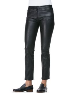 Womens Five Pocket Leather Ankle Jeans   THE ROW   Black (6)