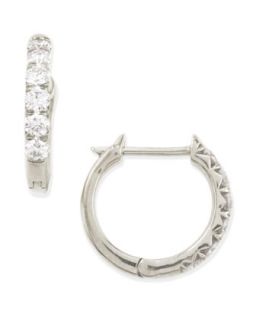 18k White Gold Pave Diamond Hoop Earrings, 17mm   JudeFrances Jewelry   White