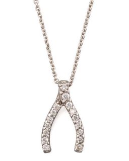 Pave Wishbone Necklace   Roberto Coin   White gold