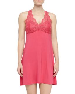 Womens Lace Bust Soft Jersey Chemise, Fire Coral   Fleurt   Fire coral