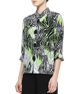 Womens Margarita Zebra Linen Jacket   Caroline Rose   Multi/Black (X SMALL