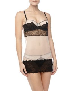 Womens Lace Tattoo Underwire Chemise   Else Lingerie   Natural/Black (34C)
