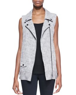 Womens Alexa Tweed Moto Vest, Light Gray   Addison   Light gray (MEDIUM)
