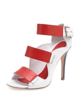 Triple Band Leather Sandal, Red/Ivory   Alexander McQueen   Red/White (36.0B/6.