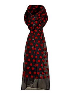 Moschino Cheap & Chic Textured heart print sheer silk oblong scarf