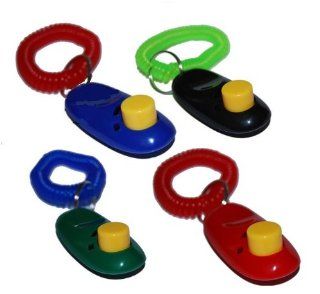 Big Button Pet Dog Cat Training Clickers, click with wrist bands   4 Pack, by Downtown Pet Supply : Pet Supplies