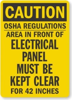 SmartSign Adhesive Vinyl OSHA Safety Sign, Legend "Caution: Electrical Panel Must be Kept Clear", 5" high x 3.5" wide, Black on Yellow: Industrial & Scientific