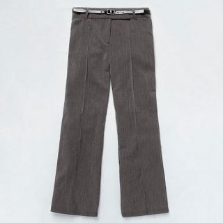 Girls grey belted bootleg school uniform trousers