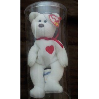 Ty Beanie Babies   Valentino the White Heart Bear: Toys & Games