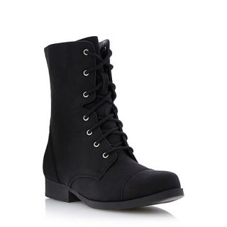 Head Over Heels by Dune Black Rooney toecap detail lace up boot