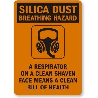 A Respirator On a Clean Shaven Face Means A Clean Bill of Health (with Graphic), Engineer Grade Reflective Aluminum Sign, 80 mil, 14" x 10": Industrial Warning Signs: Industrial & Scientific