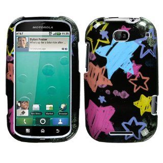 Hard Plastic Snap on Cover Fits Motorola MB520 Bravo Chalkboard Star Black AT&T Cell Phones & Accessories