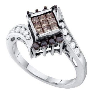 14K White Gold 0.75 TCW Cognac Diamond Ring Will Ship With Free Velvet Jewelry Gift Box: Lagoom: Jewelry