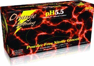 Orange Lightning Nitrile Disposable Gloves   XL   Box (50 Pairs): Automotive