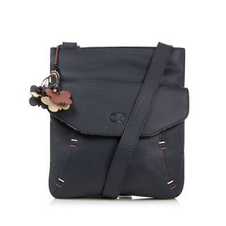 The Collection Navy leather contrast stitched cross body bag