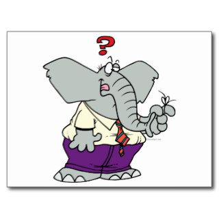 funny forgetful elephant cartoon post card