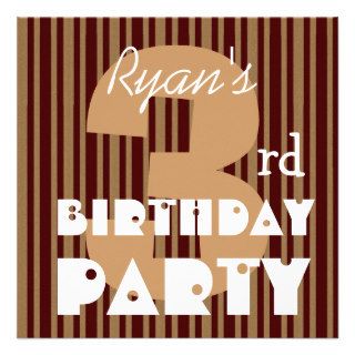 3rd Birthday Baby's Three Modern Big Number Custom Announcements