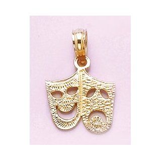 14k Gold Profession Necklace Charm Pendant, Theater Acting Mask Drama Comedy & T: Million Charms: Jewelry