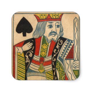 "King of Spades Card Poster Print" Square Sticker