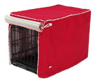 Crate Covers and More Simply Red with Sierra Cool Blue Cording Stagecoach, Single Door : Pet Memorial Products : Pet Supplies