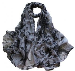 Seamaidmm Gauzy Botticelli's 'The Birth of Venus' Print Voile Scarf Black+white at  Womens Clothing store
