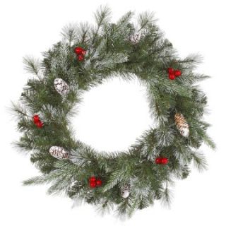 Vickerman Pre Lit Frosted Pine Berry Wreath   Christmas Wreaths