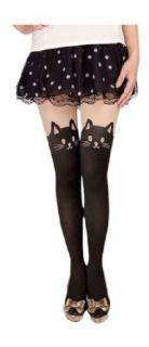 Cute Cat Tattoo Socks Sheer Pantyhose Tights Stockings: Clothing