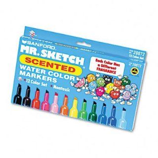 Mr. Sketch Scented Watercolor Markers, Chisel Tip, 12 Assorted Colors/Set SAN20072 : Artists Markers : Office Products