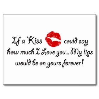 Romantic Love Kiss Quote Kissing Romance quotation Postcards
