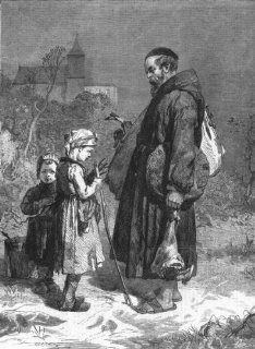 CHILDREN: Too much and too little, antique print, 1863  