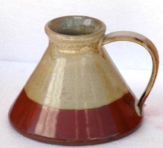 Travel Mug Wide Bottom Ceramic Mug Cream on Rust: Kitchen & Dining
