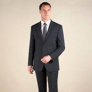 Jeff Banks Charcoal plain weave travel plus regular fit 2 button jacket