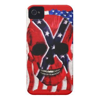 Patriotic Rebel Flag Skull & US Flag iPhone 4 Case Mate Case