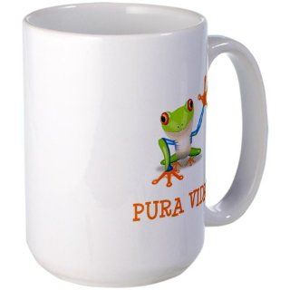 Pura Vida Tree Frog Large Mug Large Mug by CafePress: Kitchen & Dining