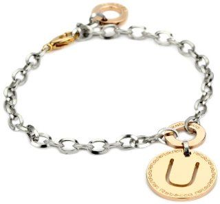 Rebecca "Word" Rose Gold Over Bronze Letter "U" Bracelet: Jewelry