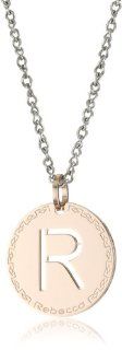 Rebecca "Word" Rose Gold Over Bronze Letter "R" Necklace: Jewelry