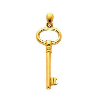 14K Yellow Gold Key to My Heart Charm Pendant: The World Jewelry Center: Jewelry