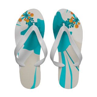 PixDezines hibiscus retro floral Flip Flops