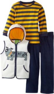 Watch Me Grow! by Sesame Street Boys 2 7 3 Piece Stripped Dog Vest with Pullover and Pant, Yellow, 2T: Pants Clothing Sets: Clothing