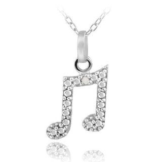 Sterling Silver Diamond Accent Music Note Necklace: Pendant Necklaces: Jewelry