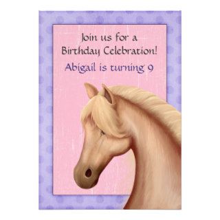 Palomino Horse Purple and Pink Birthday Invitation
