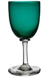 6 Green Small Cordial or Wine Glasses Near Set Hand Blown, Antique English, 19th Century: Kitchen & Dining