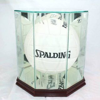Glass Volleyball Display Case with Cherry Wood Molding : Sports Related Display Cases : Sports & Outdoors