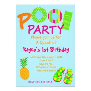 Pool Party Custom Invitations
